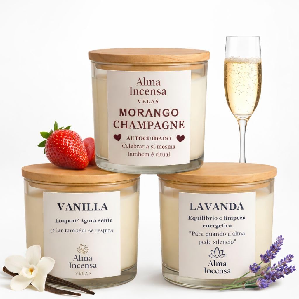 Velas Aromáticas Perfumadas Artesanais Veganas em Vidro Decorativo