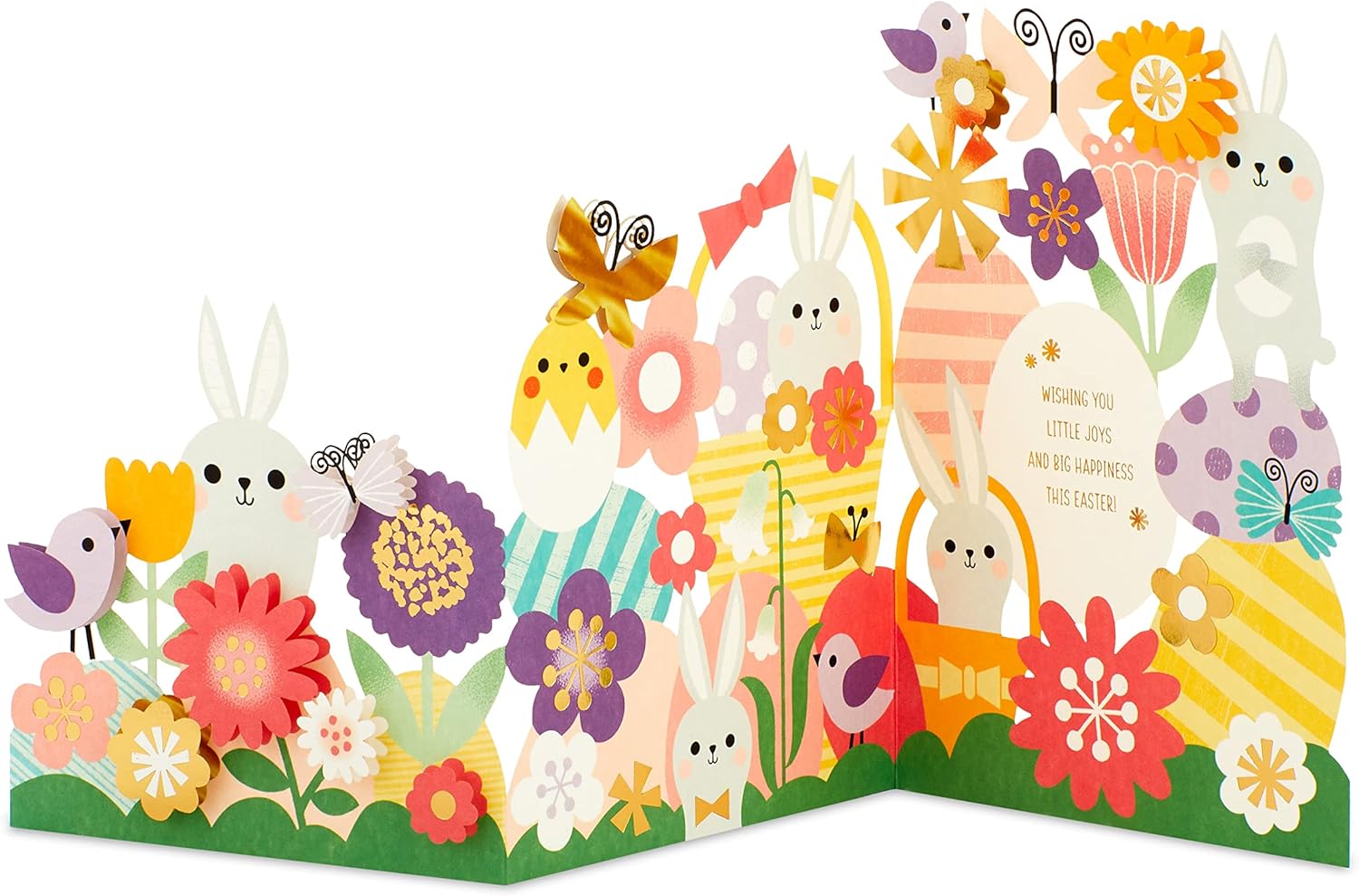 1. Hallmark Cartão de Páscoa apresentável com assinatura (flores e coelhinhos dobráveis)