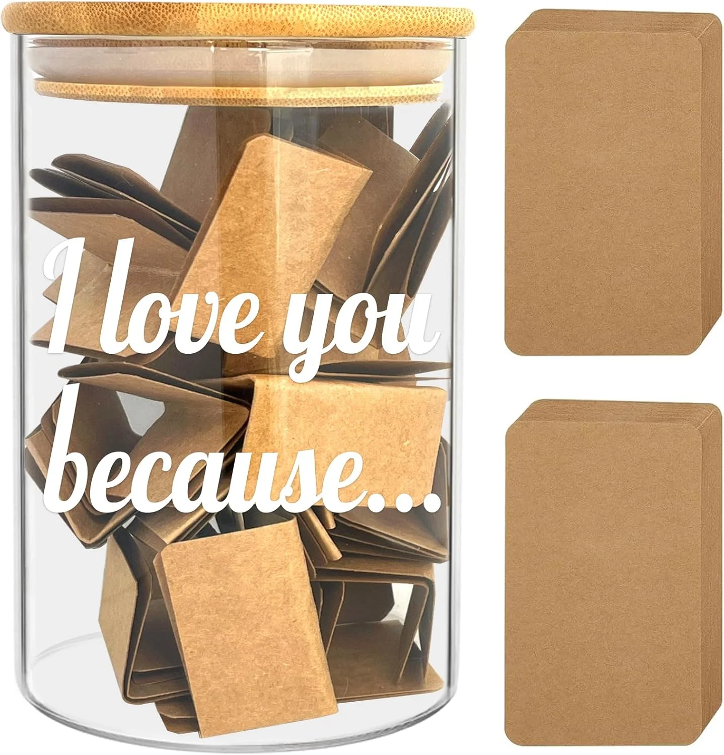 Pote de notas de amor com 100 notas